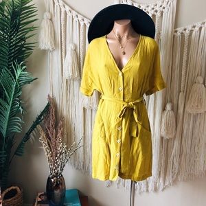 Lush Kimono Sleeve Button Front Pocket Dress